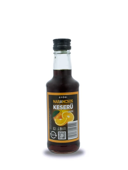 Győri Narancsos Keserű likőr 28% 0,2 l DRS